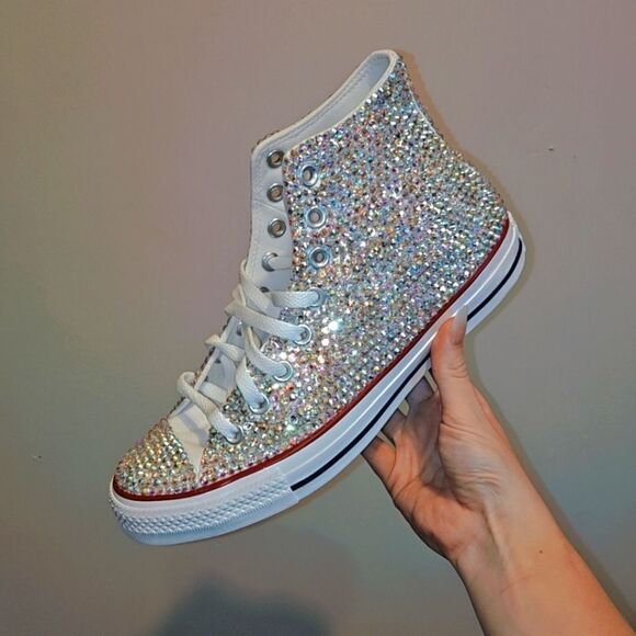 Bling Converse Shoes AB Rhinestones SIZE 9.5 - Picture 1 of 14